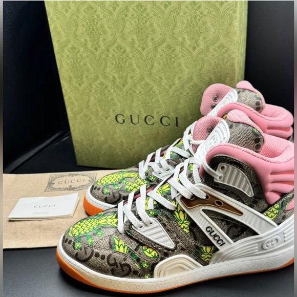 New Gucci Basket Chunky “Pineapple” Sneakers Size 9 - Picture 1 of 7